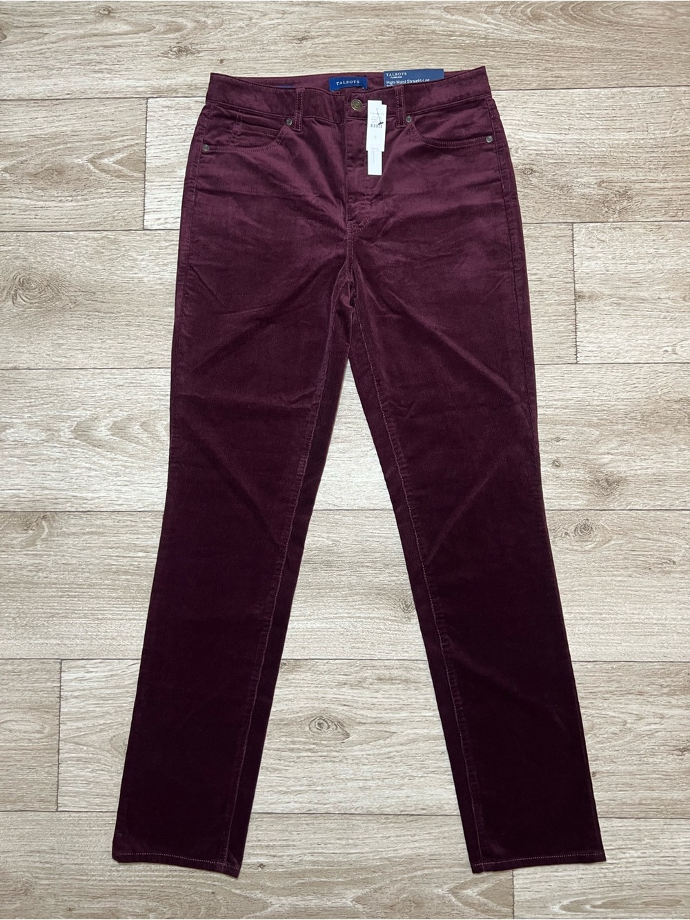 Talbots Corduroy Flawless High-Waist Straight Leg Burgundy Size 6 (30x31)